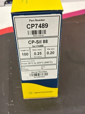 Agilent J&W CP-Sil 88 for FAME GC Column, 100 m, 0.25 mm, 0.20 µm, 7 inch cage., CP7489 (Tested)