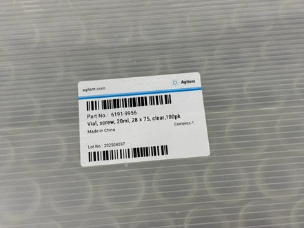 Agilent vialka, šroubovací uzávěr, 20 ml, 28 x 75 mm, 100 ks v balení, 6191-9956 (Nové)