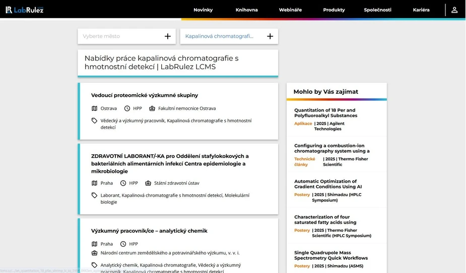<p>LabRulez: Práce v oblasti LC/MS: Přehled pracovních pozic v analytické chemii v Česku a na Slovensku</p>