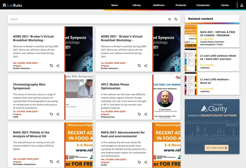 <p>LabRulez: LC and LCMS webinars Week 44 + RAFA 2021 overview</p>