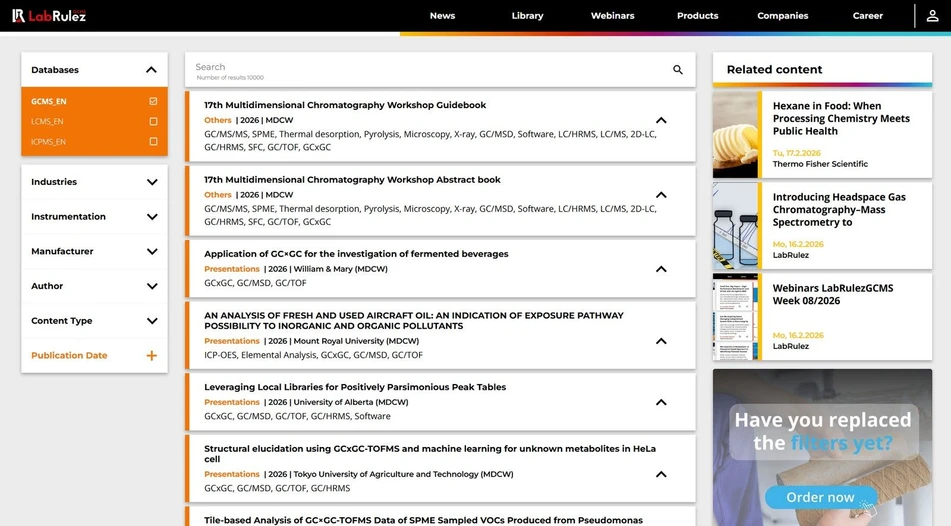 <p><strong>LabRulez:</strong> News from LabRulezGCMS Library - Week 08, 2026</p>