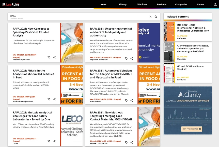 LabRulez: Overview of 12 GC & GCMS on-line Webinars at RAFA 2021 conference