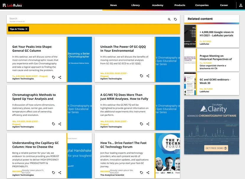 <p>LabRulez: Overview of GC and GCMS Webinars - Tips &amp; Tricks 2021</p>
