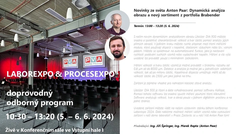 <ul>
<li><strong>Foto:</strong> LabRulez: Přednáška LABOREXPO 2024: Novinky ze světa Anton Paar: Dynamická analýza obrazu a nový sortiment z portfolia Brabender</li>
</ul>
