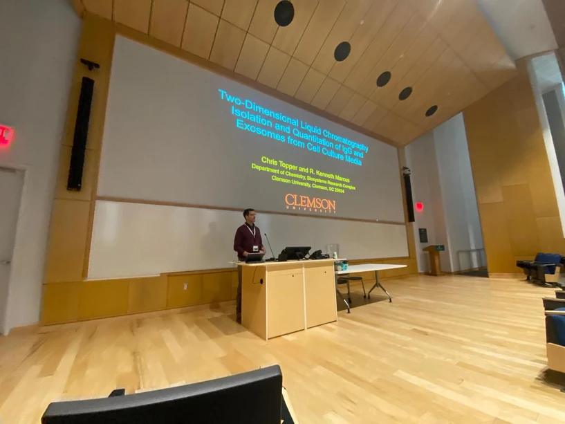 MDCW: 17th MDCW 2026 (Day 2): O-13 Two-dimensional liquid chromatography isolation and quantification of immunoglobulin G and exosomes from cell culture media (Chris Topper, Clemson University)