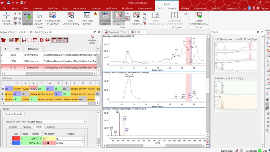 Mestrelab Research: Mestrelab Mnova Gears - Fraction Analysis software.