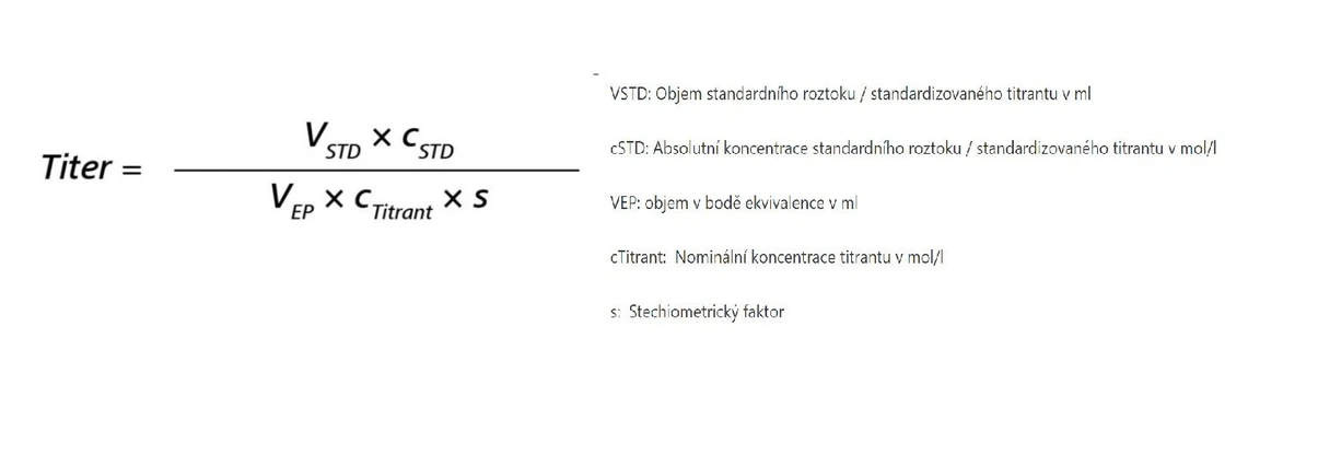 Metrohm: Co je třeba vzít v úvahu při standardizaci titrantu - Vzorec pro standardní roztok / standardizovaný titrant