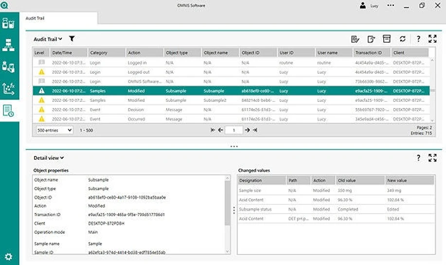 Metrohm: OMNIS Software audit trail, software pro správu laboratorních dat pro regulované prostředí, 21 CFR Part 11