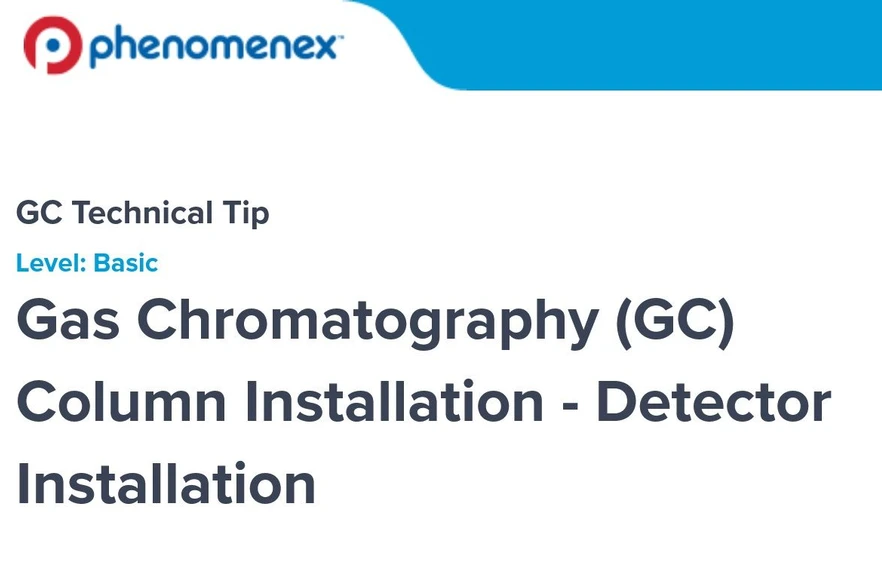 <p><strong>Phenomenex:</strong> Instalace kolony pro plynovou chromatografii (GC) – instalace do detektoru</p>