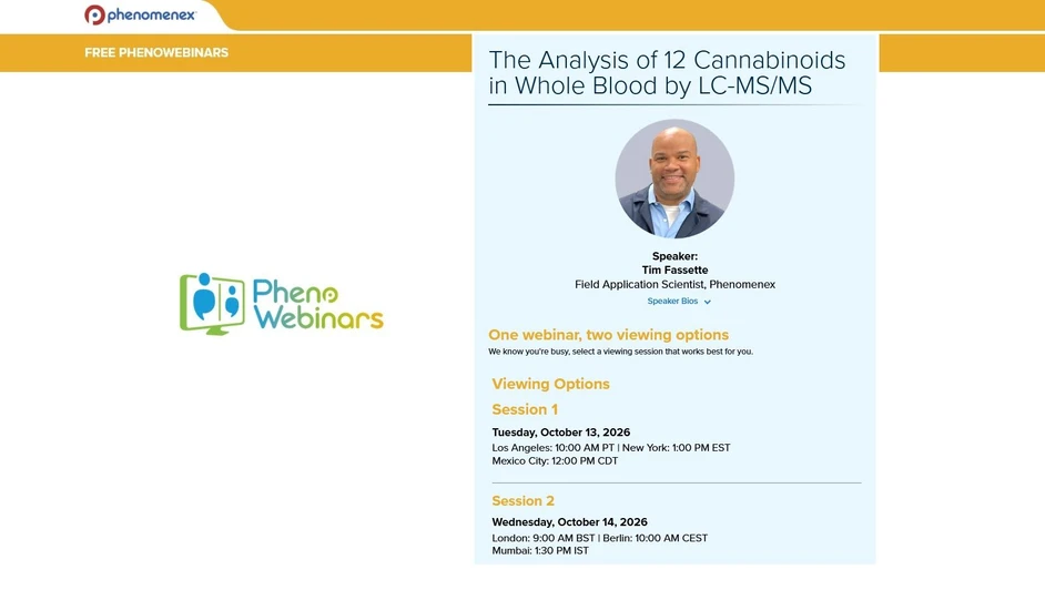 Phenomenex: The Analysis of 12 Cannabinoids in Whole Blood by LC-MS/MS