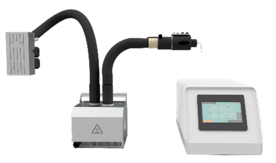 Pragolab: Obrázek 6 - Interface pro měření simultánně STA-FTIR-MS analýzy. Uprostřed je plynová FTIR cela.
