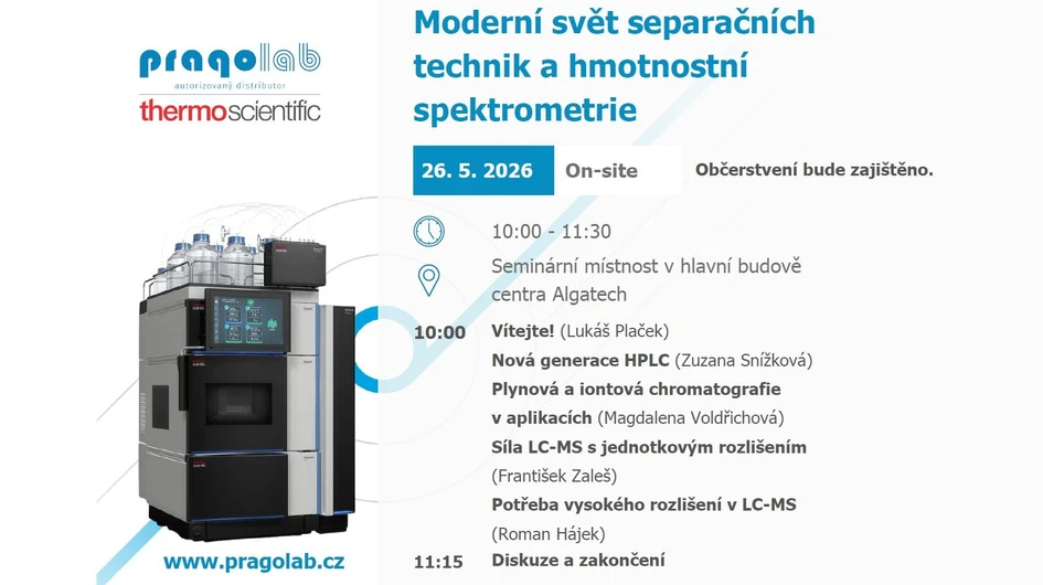 <p>Pragolab: Seminář Moderní svět separačních technik a hmotnostní spektrometrie</p>