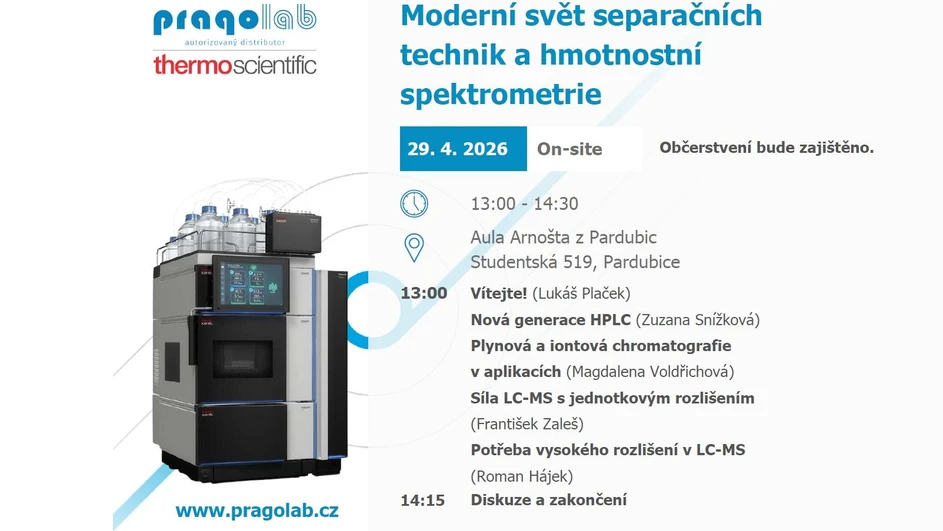 <p>Pragolab: Pozvánka na Pragolab seminář Moderní svět separačních technik a hmotnostní spektrometrie</p>