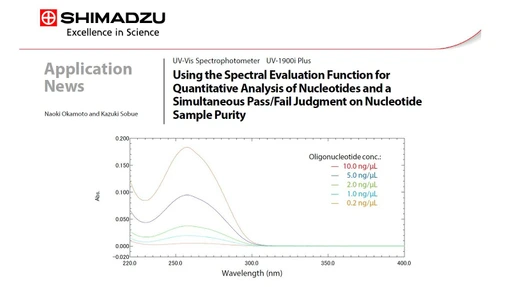 Použití funkce Spectral Evaluation pro kvantitativní analýzu nukleotidů a současné vyhodnocení čistoty vzorku metodou pass/fail