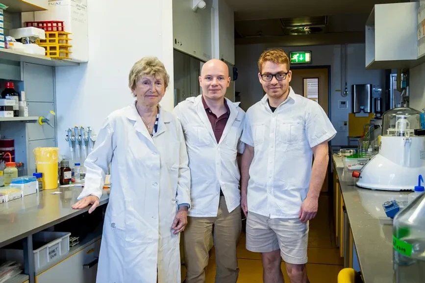 IOCHB Prague/Tomáš Belloň: A study in Nature sheds new light on DNA repair in early human embryos, with implications for future gene correction: First author of the study Štěpán Jeřábek (Columbia University) with co-authors Michal Doležal and Iva Pichová (IOCB Prague).