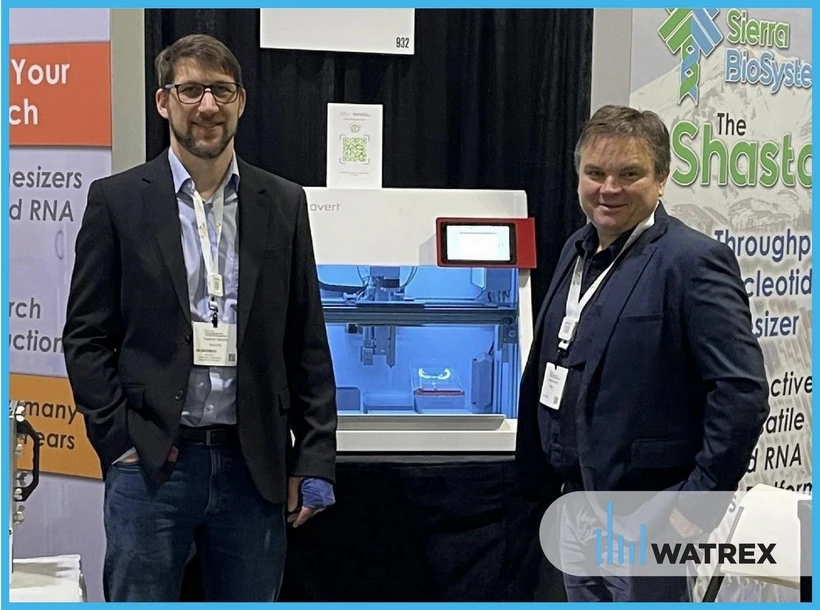 Watrex: Fig. 12: Vladimír Navara (left) and Marek Minárik (right) presenting the xTROVERT™ FLEX-O™ system at TIDES 2024 in Boston.