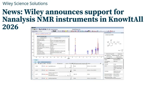 Wiley announces support for Nanalysis NMR instruments in KnowItAll 2026