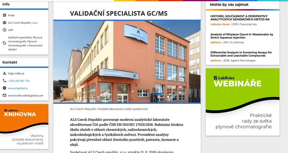 Detail pracovního inzerátu